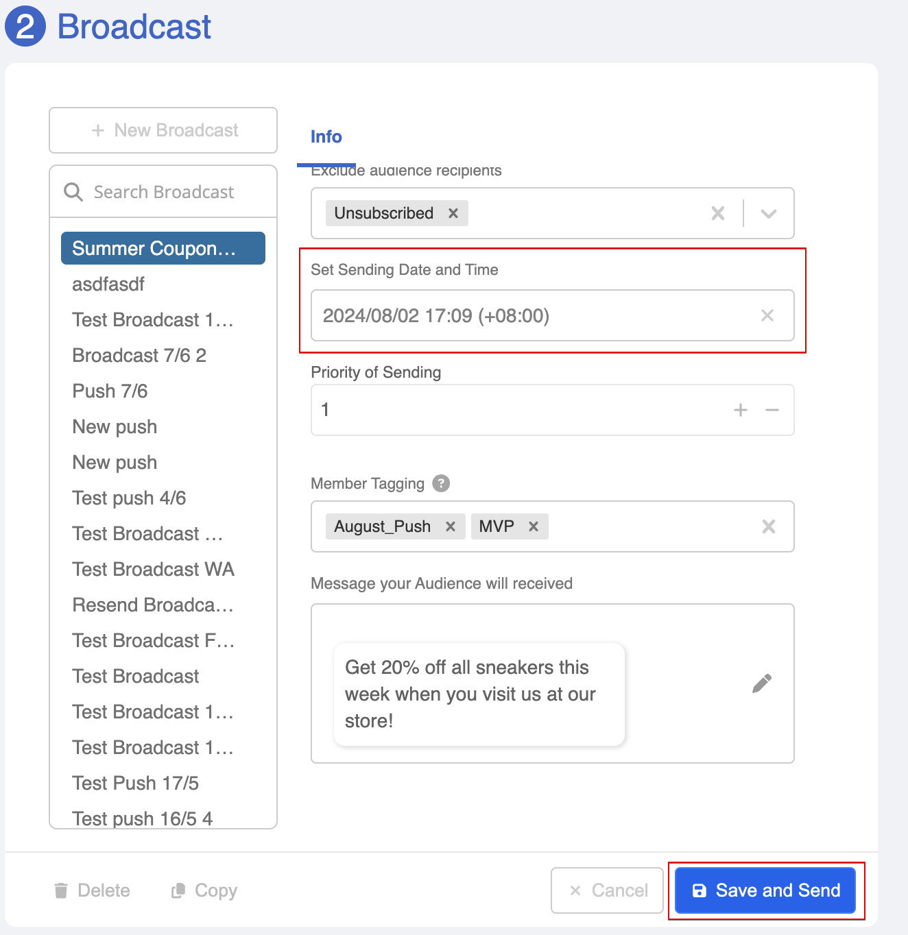 Save Broadcast as Draft